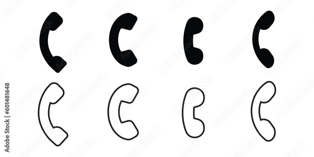 cell phone call icon silhouette and line set cell phone call icon silhouette and line set