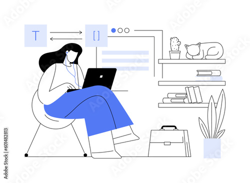 Transcription service abstract concept vector illustration.