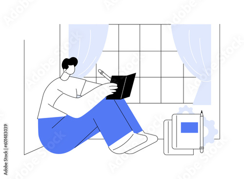 Book writing abstract concept vector illustration.