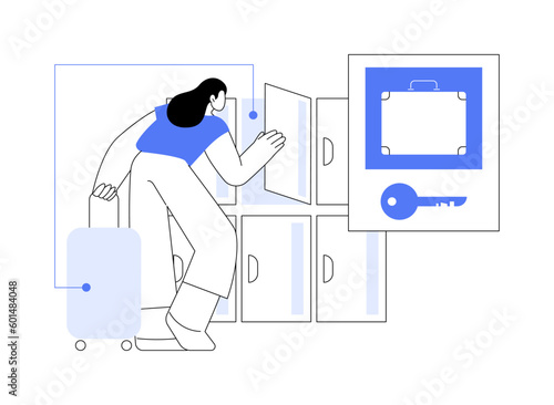 Luggage lockers abstract concept vector illustration.