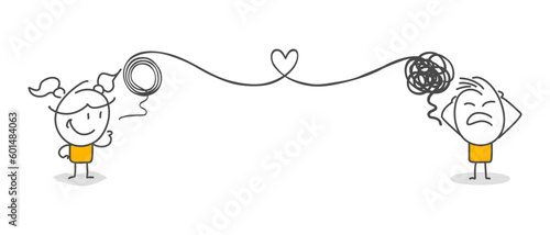 Stick figures. Education. Isolated on white background. Hand drawn Doodle Line Art Cartoon Design character.
