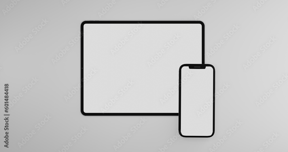 Mockup of Realistic modern Tablet Ipad pro and smartphone with blank screen Isolated on white background. Set of Device Mockup. 3d render. Mockup of Realistic modern Tablet Ipad pro and smartphone with blank screen Isolated on white background. Set of Device Mockup. 3d render.