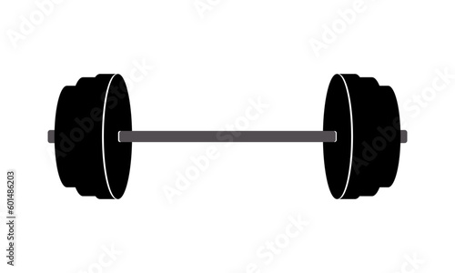 Barbell silhouette black and gray. Weightlifting.