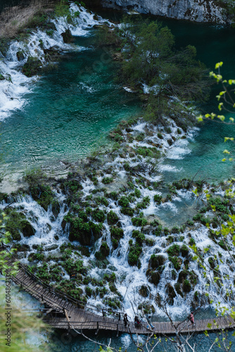 Spring view of beautiful waterfalls in Plitvice Lakes National Park, Croatia