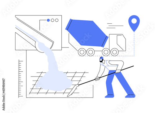 Pouring concrete abstract concept vector illustration.