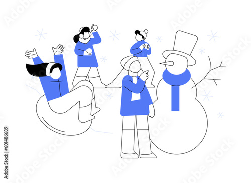 Winter outdoor fun abstract concept vector illustration.