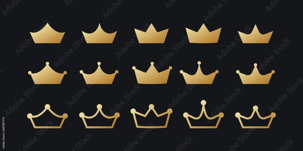 Golden crowns set. Monarch vip headdress Golden crowns set. Monarch vip headdress