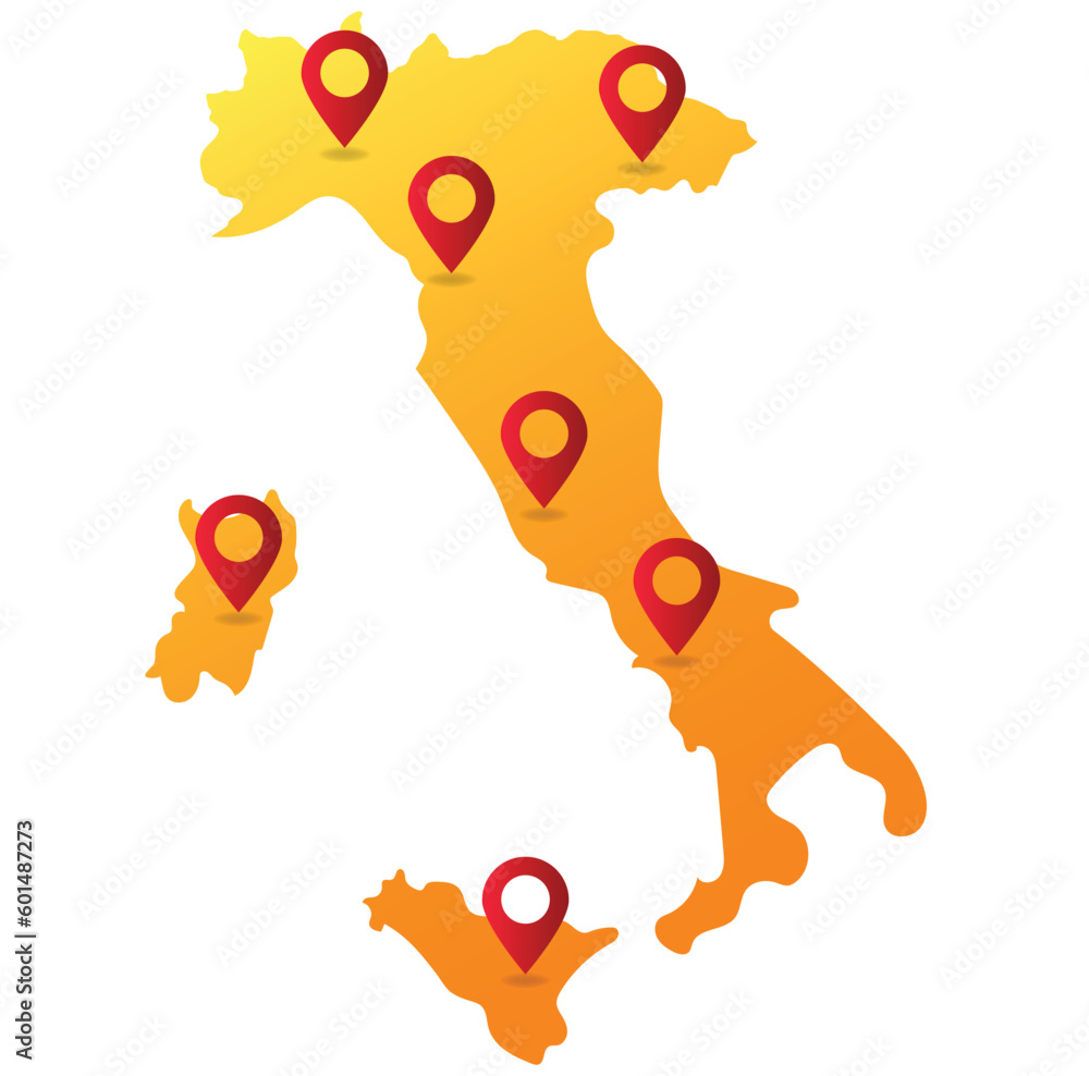 Italy map pin location vector illustration