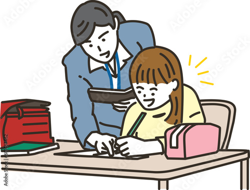 勉強をする女子小学生