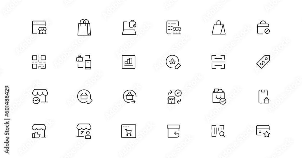 E-commerce, online shopping and delivery elements - minimal thin line web icon set. Outline icons collection. Simple vector illustration. E-commerce, online shopping and delivery elements - minimal thin line web icon set. Outline icons collection. Simple vector illustration.