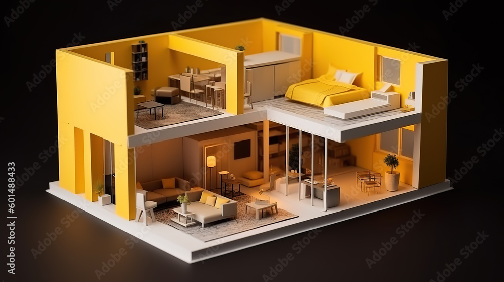 Illustration of the living room interior. Generative Ai