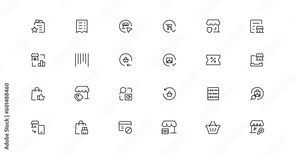 E-commerce, online shopping and delivery elements - minimal thin line web icon set. Outline icons collection. Simple vector illustration. E-commerce, online shopping and delivery elements - minimal thin line web icon set. Outline icons collection. Simple vector illustration.