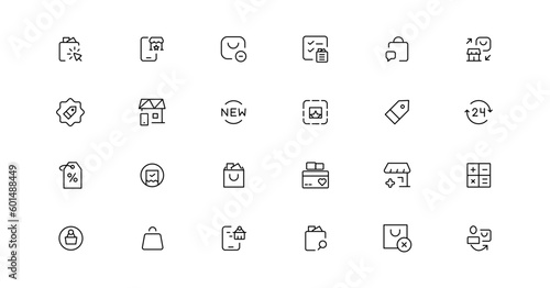 E-commerce, online shopping and delivery elements - minimal thin line web icon set. Outline icons collection. Simple vector illustration.