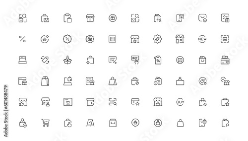 E-commerce, online shopping and delivery elements - minimal thin line web icon set. Outline icons collection. Simple vector illustration.