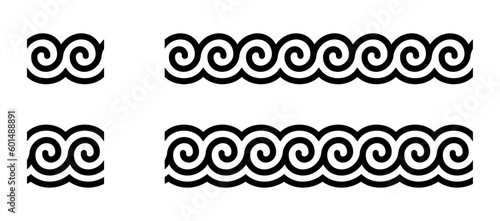 Greek Meander Waves Ornament  Seamless Pattern Decorative Frame Border