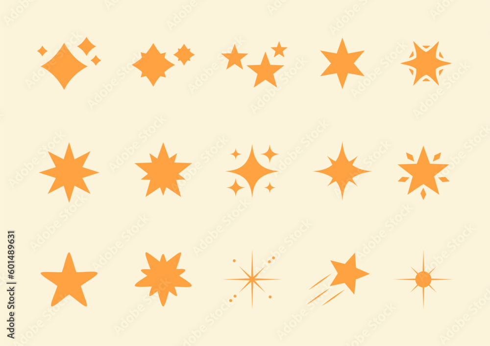 Set of stars vector icon elements. Vector illustration stars icon with different star flat style element collection. Set of stars vector icon elements. Vector illustration stars icon with different star flat style element collection.