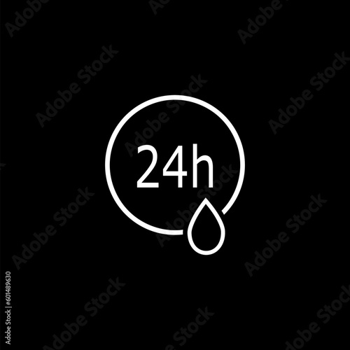 Skin Protect 24h icon isolated on black background 