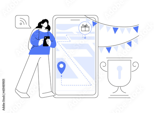 Interactive city quest abstract concept vector illustration.