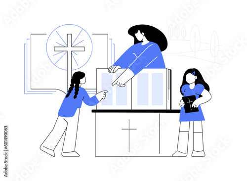 Religious summer camp abstract concept vector illustration.