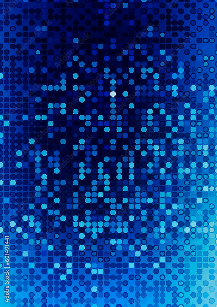 Graphic design background blue dot wallpaper, blue halftone pattern background, bold graphics, comics effects. Generative Ai. 