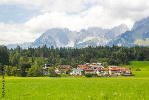 a beautiful view of the austrian alps and Oberndorf in Tirol, Austria photo