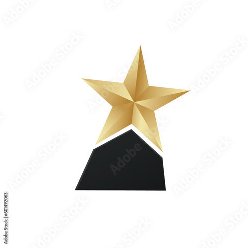 Star trophy golden prize vector 3d