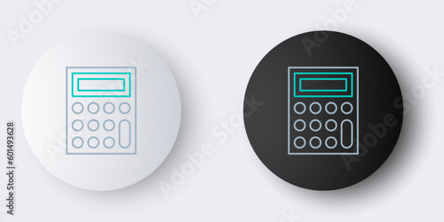 Line Calculator icon isolated on grey background. Accounting symbol. Business calculations mathematics education and finance. Colorful outline concept. Vector