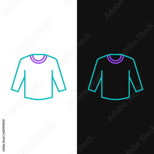 Line Sweater icon isolated on white and black background. Pullover icon. Sweatshirt sign. Colorful outline concept. Vector