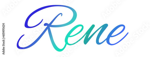 Rene - light blue and blue color - male name - ideal for websites, emails, presentations, greetings, banners, cards, books, t-shirt, sweatshirt, prints

