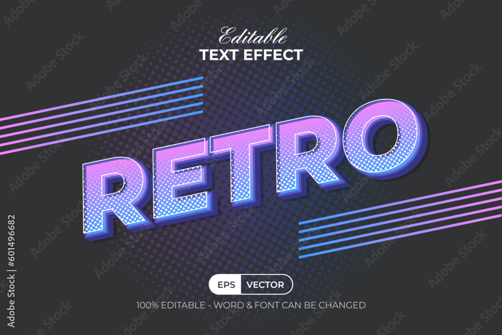 Retro text effect pop art style. Editable text effect.
