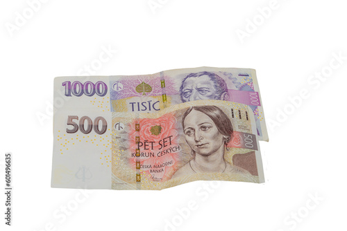 Czech banknotes, 1500 CZK, isolated on white background