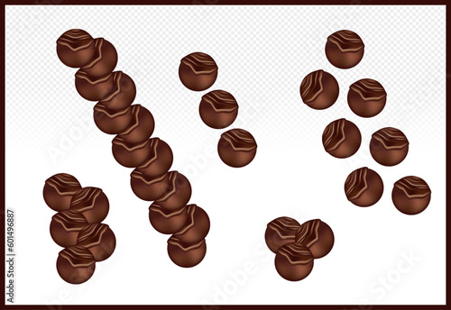 A group of chocolate praline