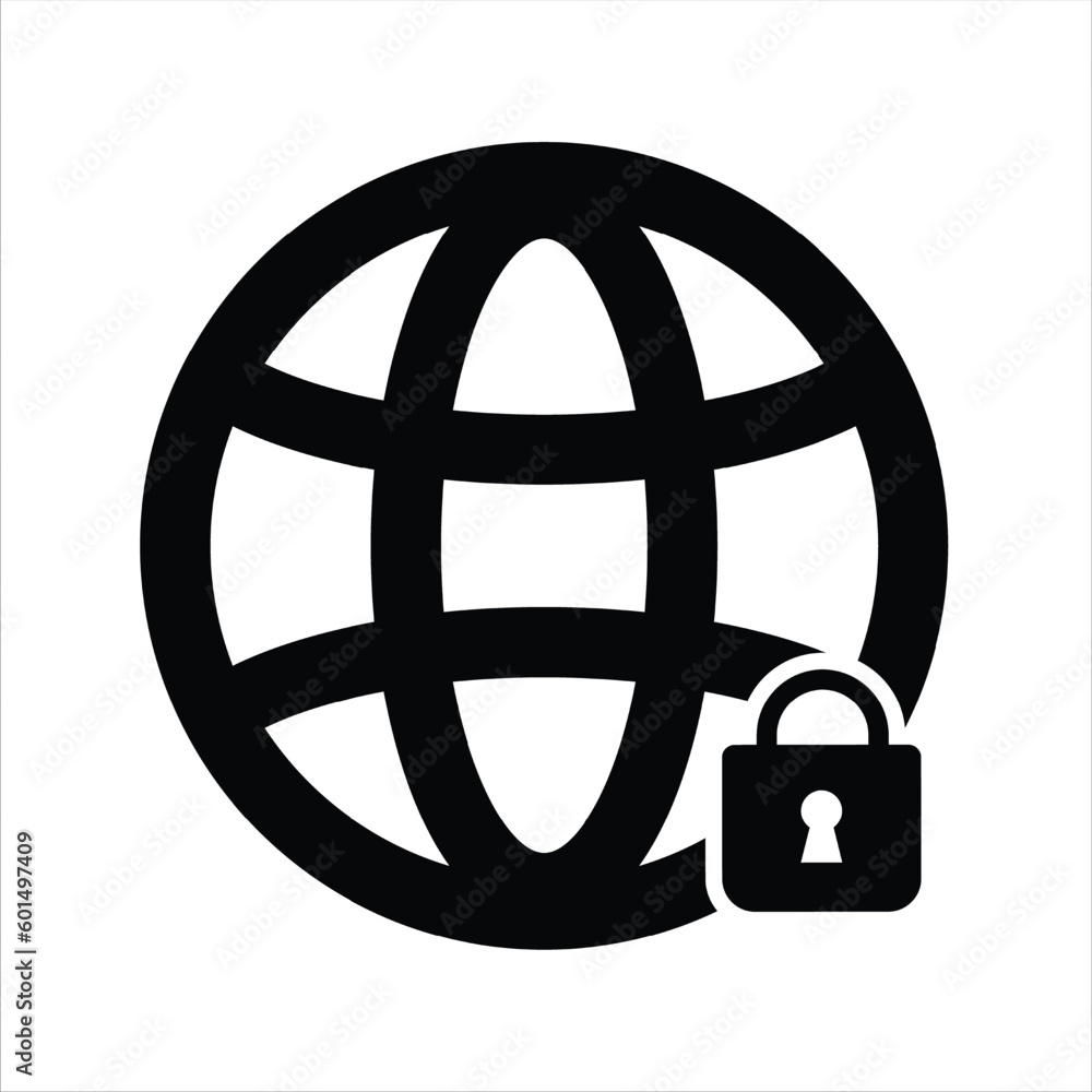 Black planet with padlock. Web information global protection technology Black planet with padlock. Web information global protection technology