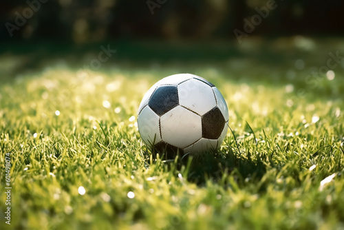 Generative AI.soccer ball on green grass outdoors