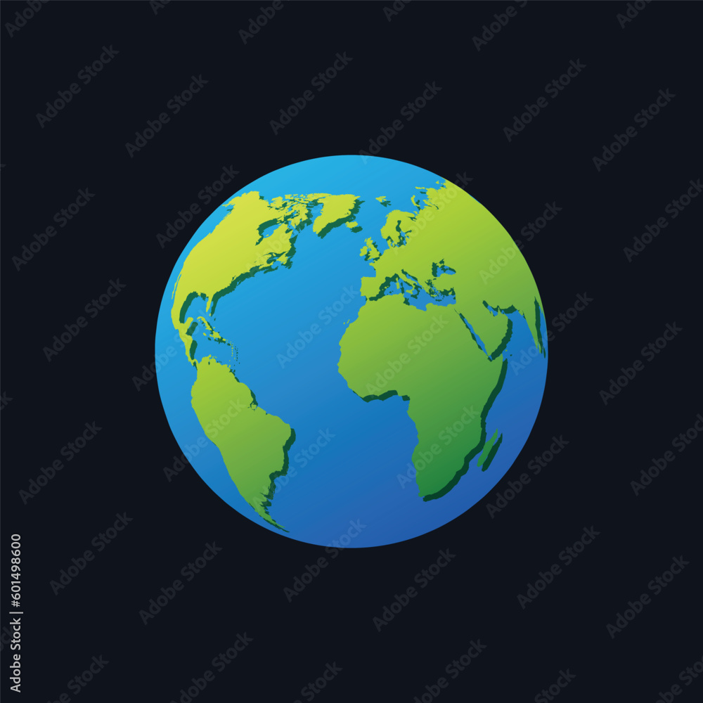 Round planet earth with continents