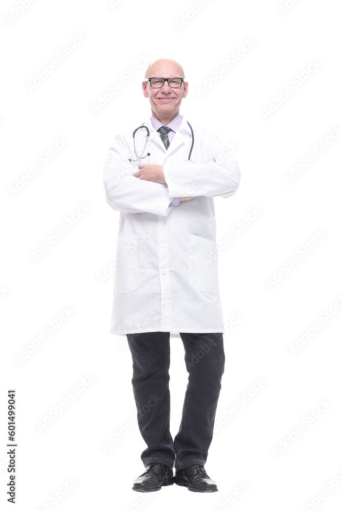 senior doctor with a stethoscope. isolated on a white senior doctor with a stethoscope. isolated on a white