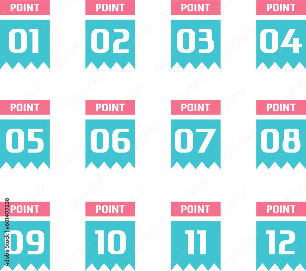Number bullet point set vector icon, Number bullet point pop color vector, Modern Number bullet point Number bullet point set vector icon, Number bullet point pop color vector, Modern Number bullet point