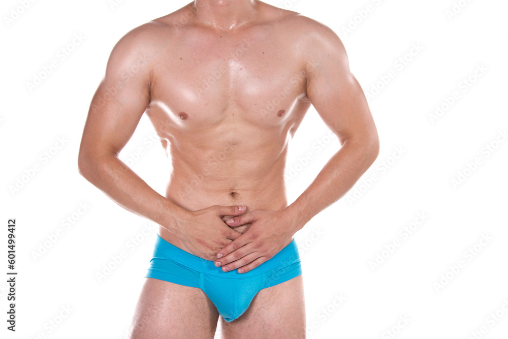 Fototapeta premium Health problems. Man and pain. White background.