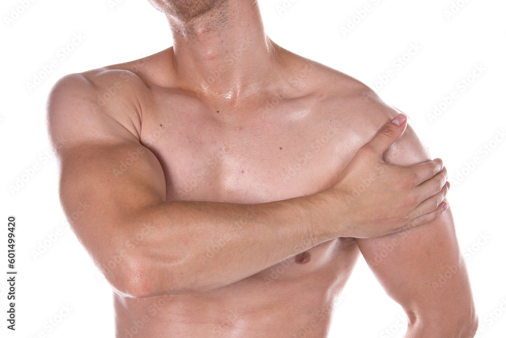 Health problems. Man and pain. White background. Health problems. Man and pain. White background.