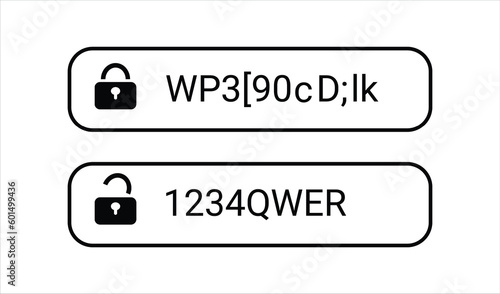 Dangerous and secure password. Weak and unreliable and complex secure code