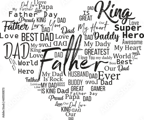 Happy Father Day Love Shape SVG Design 