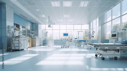 Billede på lærred Blurred interior of hospital - abstract medical background
