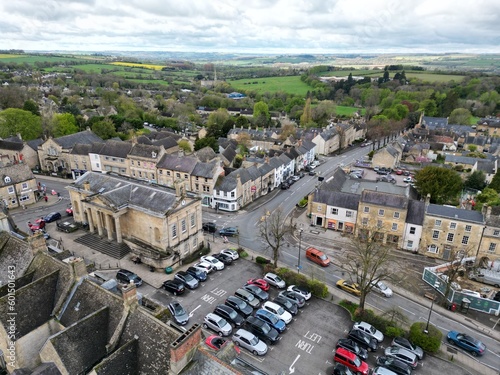 Chipping Norton town hall Oxfordshire UK drone aerial view