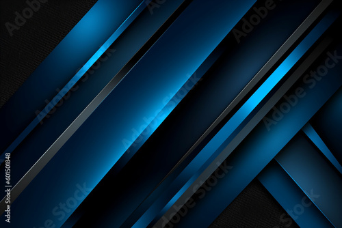 Black blue abstract modern background for design. Dark. Geometric shape. 3d effect. Diagonal lines, stripes. Triangles. Gradient. Light, glow. Metallic sheen. Minimal. Web banner. Wide