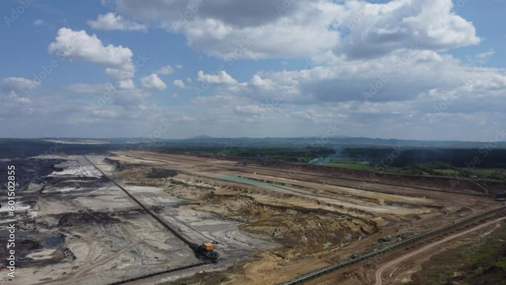 4K drone flight: Kolubara pit on coal mining by the open way. Lazarevac, Serbia 4K drone flight: Kolubara pit on coal mining by the open way. Lazarevac, Serbia