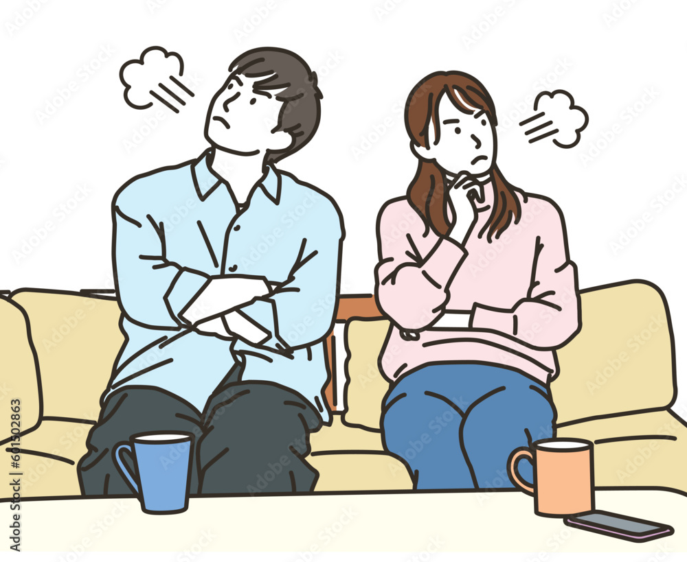 喧嘩をする若い男女のカップル 喧嘩をする若い男女のカップル
