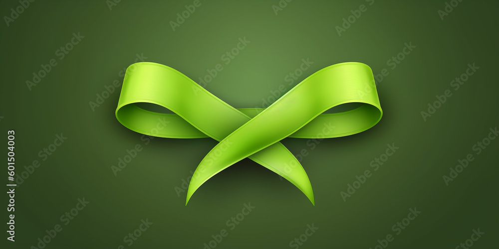 Realistic Green Ribbon Signifying Lymphoma, Liver, Organ Donation, and ...