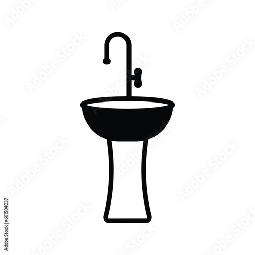 Bathroom sink unit line icon, outline vector sign, linear style pictogram isolated on white. Symbol, logo illustration. 