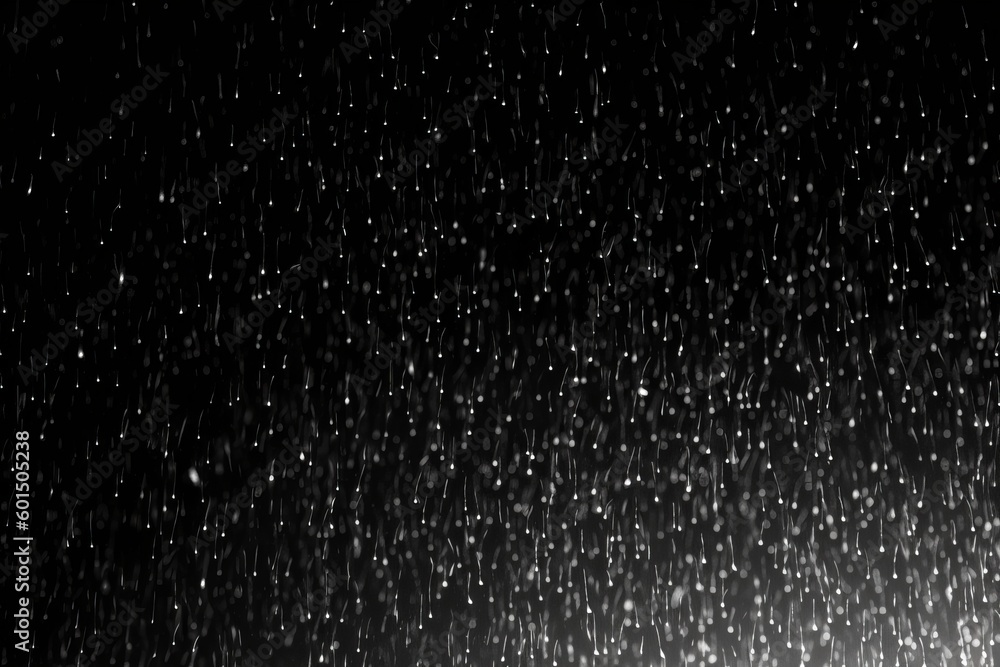 Rain isolated in black background. Generative AI Rain isolated in black background. Generative AI