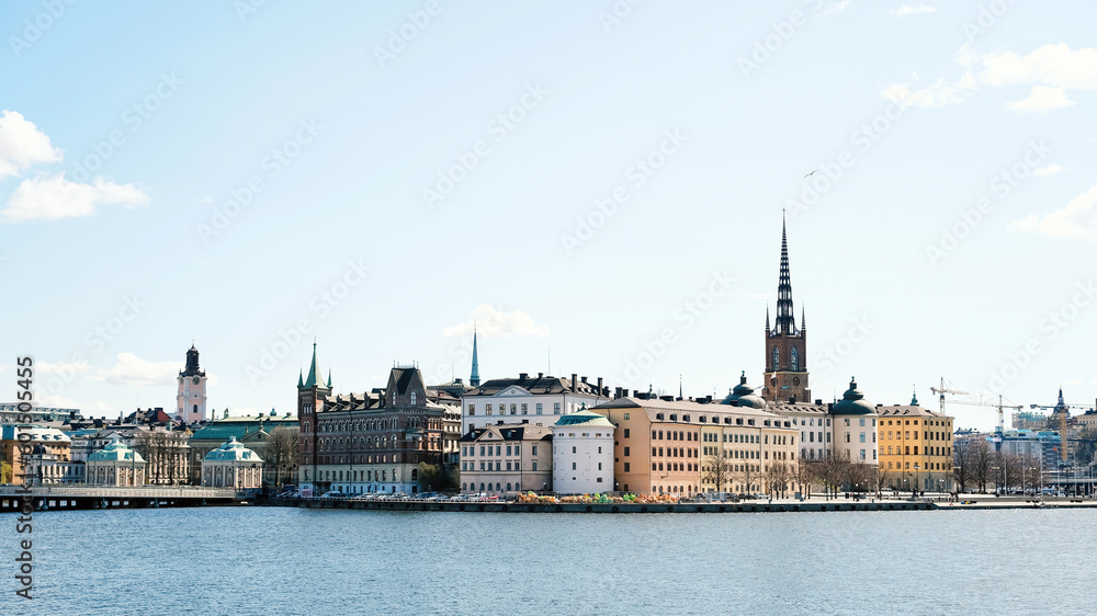 Stockholm, Sweden - May 03, 2023: Scenic panorama of old Stockholm. Travel, tourism.